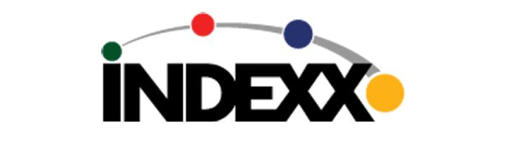 Indexx logo featuring the company name in black with stylized green, red, blue, gray, and gold graphic elements above the text.